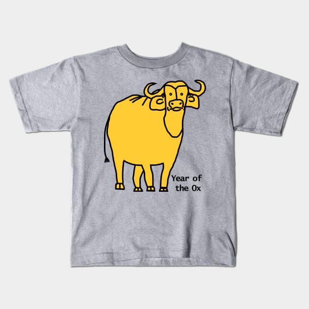 Year of the Ox Yellow Kids T-Shirt by ellenhenryart